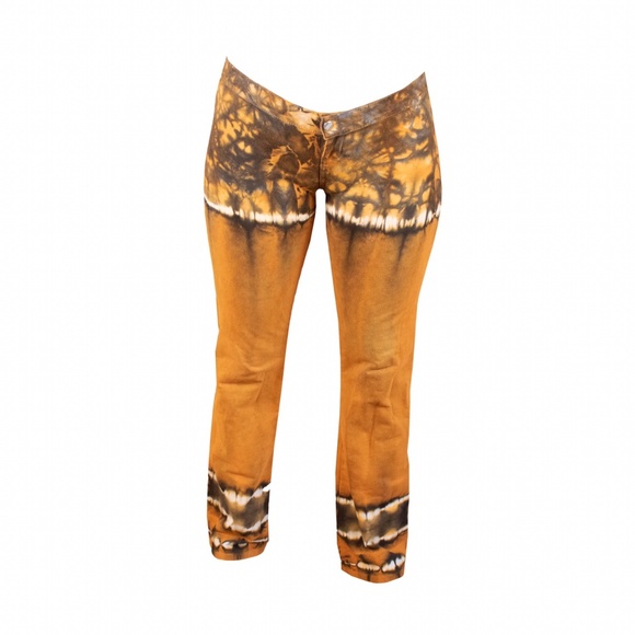 Vintage Orange Tie Dye Boot Cut Low Rise Jeans - Picture 1 of 4